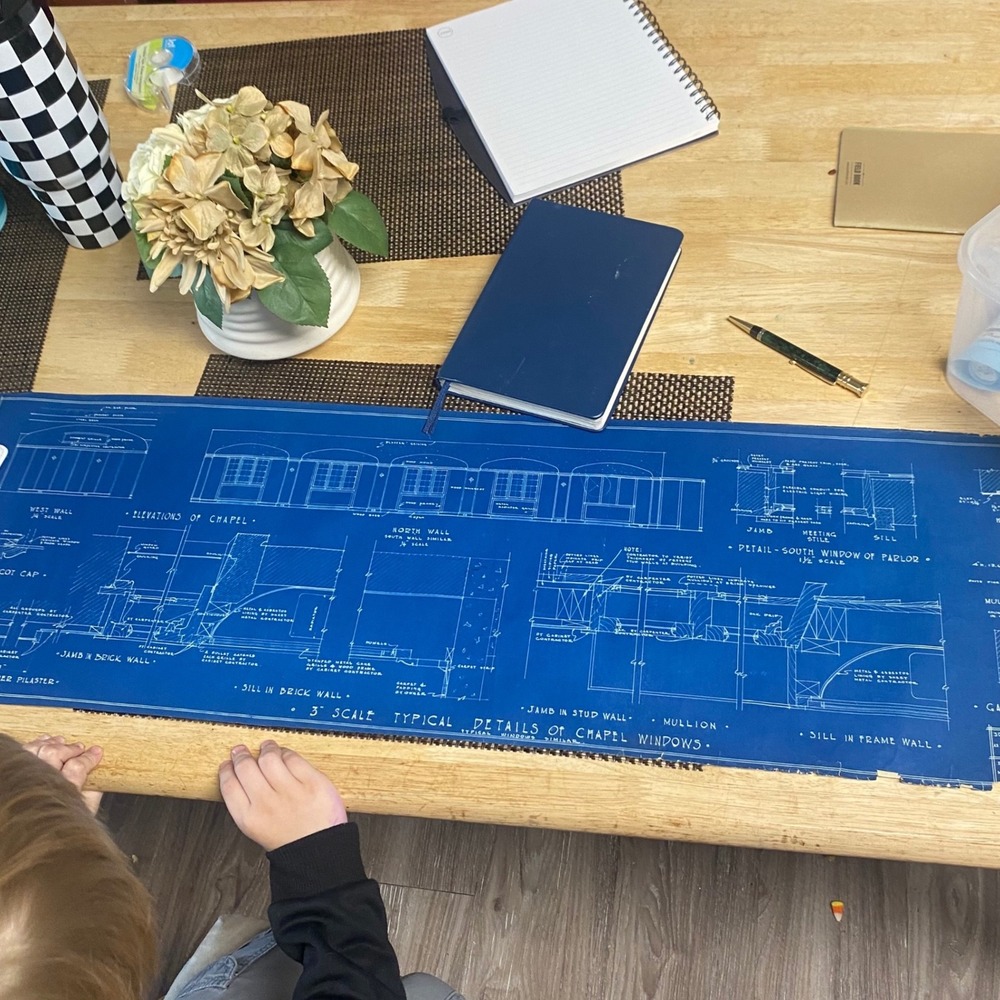 Vintage 1930s Westfall Funeral Home Chicago Blueprint Cyanotype Architecture Art